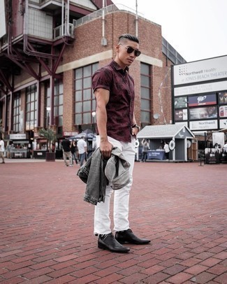 Какие джинсы носить с серой джинсовой курткой мужчине