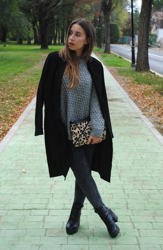 С чем носить серые джинсовые леггинсы