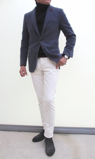 Какие брюки чинос носить с серыми ботинками дезертами