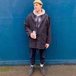 Какие дождевики носить с серыми ботинками дезертами