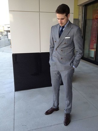 Какие туфли дерби носить с серым двубортным пиджаком