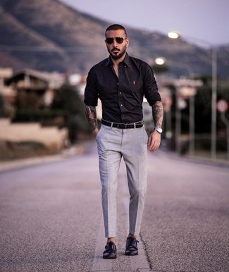 Какие монки носить с серыми классическими брюками