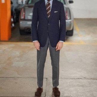 Какие монки носить с серыми классическими брюками