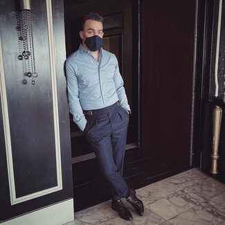 Какие броги носить с серой классической рубашкой