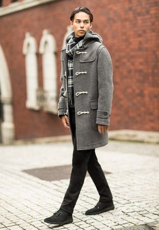 Какие водолазки носить с серым дафлкотом мужчине