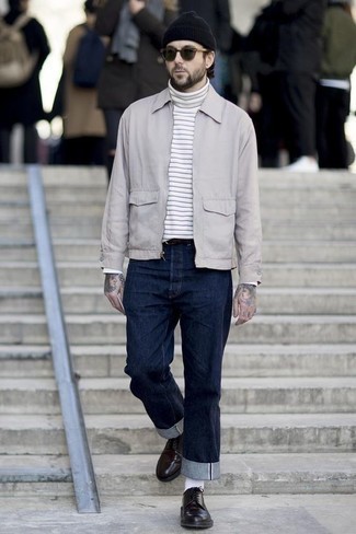 С чем носить серую куртку харрингтон