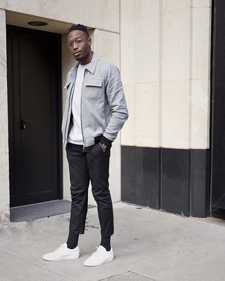 С чем носить серую куртку харрингтон