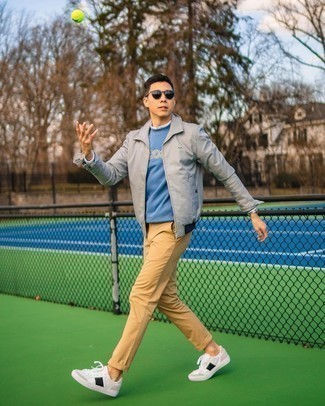 С чем носить серую куртку харрингтон