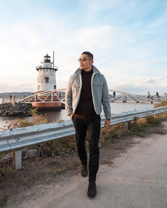 С чем носить серую куртку харрингтон