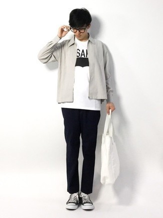 С чем носить серую куртку харрингтон