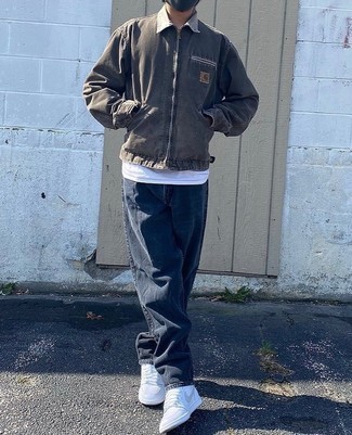 С чем носить серую куртку харрингтон