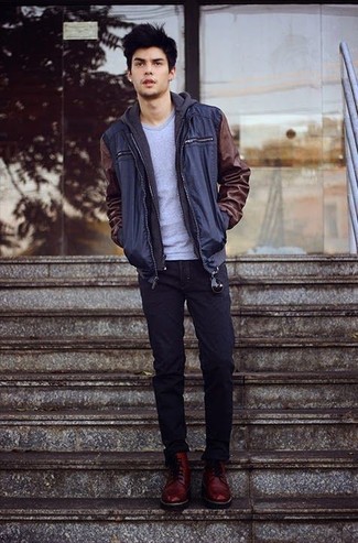 Какие бомберы носить с серым худи мужчине