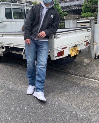 Какие куртки харрингтон носить с серым худи