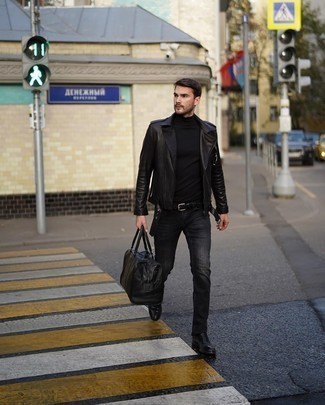 Какие косухи носить с серыми джинсами мужчине