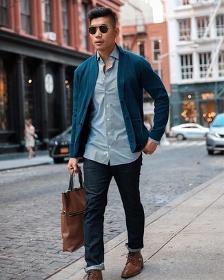 Какие ботинки броги носить с серыми джинсами