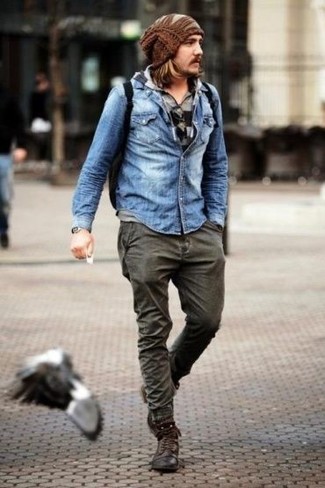 Какие джинсовые рубашки носить с серыми джинсами мужчине