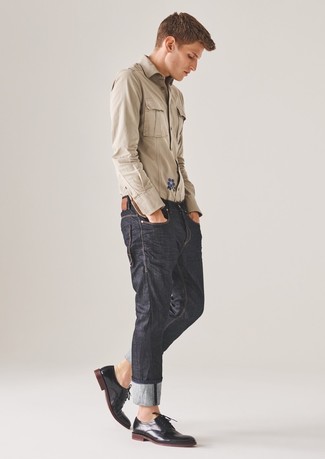 Какие туфли дерби носить с серыми джинсами