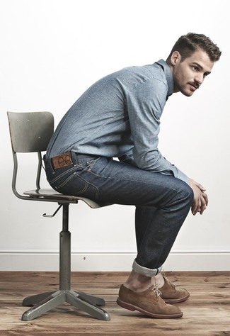 Какие туфли дерби носить с серыми джинсами