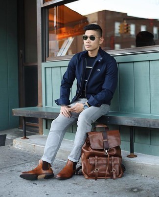 Какие полевые куртки носить с серыми джинсами