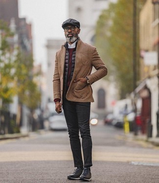 Какие куртки без рукавов носить с серыми джинсами мужчине