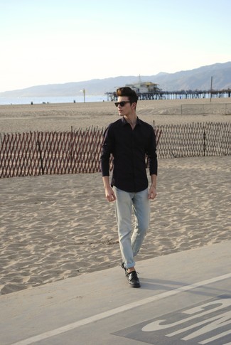 Какие оксфорды носить с серыми джинсами