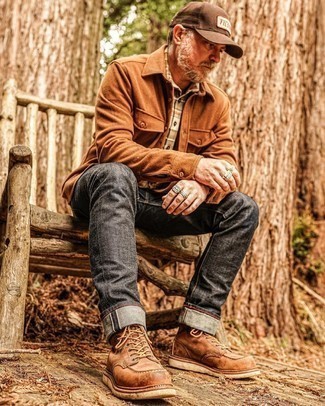 Какие куртки-рубашки носить с серыми джинсами мужчине