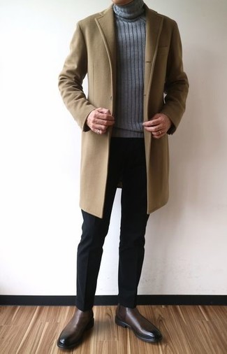 С чем носить серую вязаную водолазку мужчине