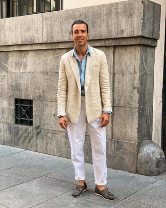 С чем носить серые кожаные топсайдеры