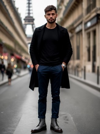 С чем носить серые кожаные ботинки броги