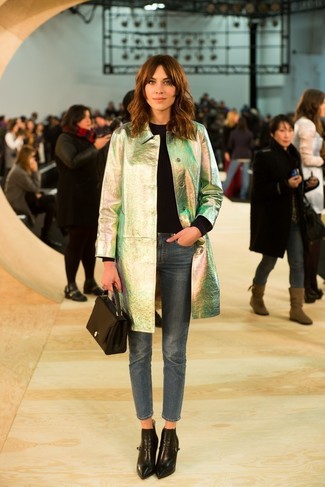 С чем носить серое кожаное пальто женщине