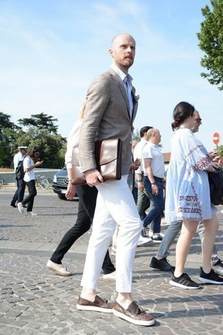 С чем носить серый льняной пиджак мужчине