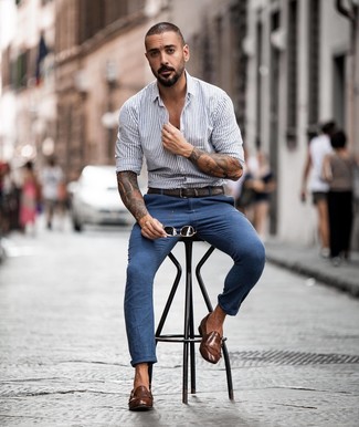 Какие монки носить с серой рубашкой с длинным рукавом