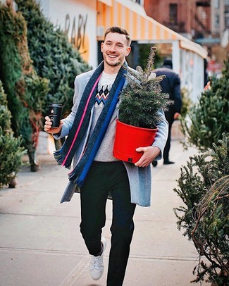 С чем носить серое длинное пальто