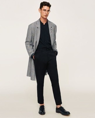 С чем носить серое длинное пальто