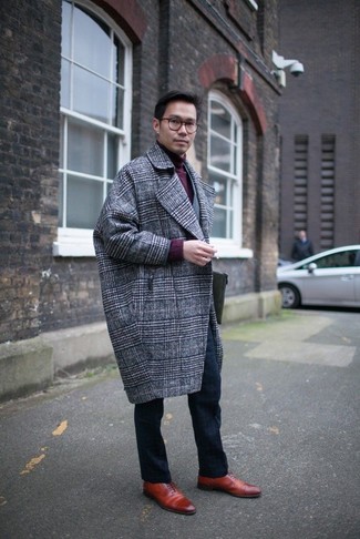 Какие оксфорды носить с серым длинным пальто