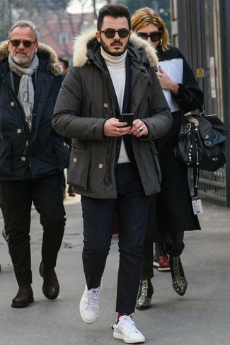 С чем носить серую парку мужчине