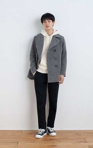 С чем носить серое полупальто