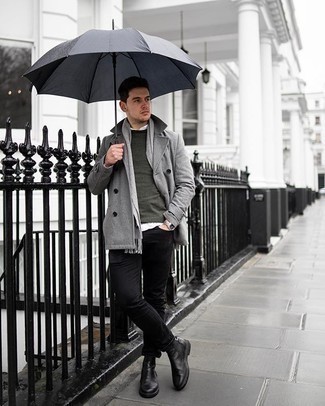 С чем носить серое полупальто