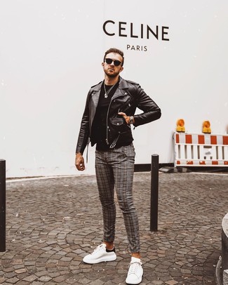 С чем носить серые брюки в шотландскую клетку мужчине