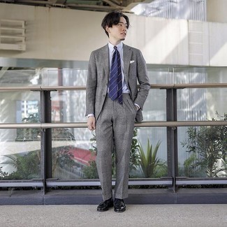 С чем носить серый костюм в шотландскую клетку