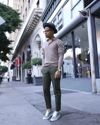 С чем носить серый свитер с воротником поло мужчине