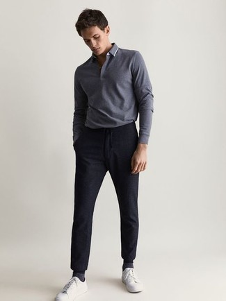 С чем носить серый свитер с воротником поло мужчине