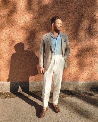 С чем носить серый нагрудный платок с принтом