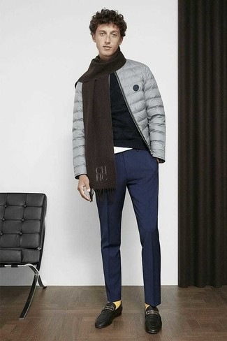 С чем носить серую куртку-пуховик мужчине