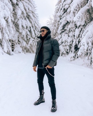 С чем носить серую куртку-пуховик мужчине