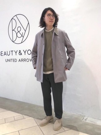 С чем носить серую куртку-рубашку мужчине