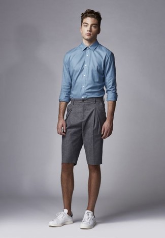 Какие низкие кеды носить с серыми шортами мужчине