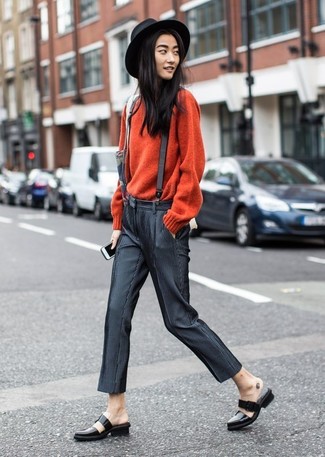 С чем носить серые узкие брюки