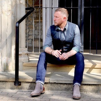 С чем носить серые замшевые ботинки мужчине