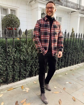 С чем носить серые замшевые ботинки челси мужчине